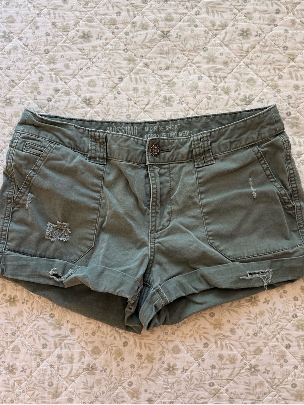 Mossimo Supply Co. Olive Green High-Waist Distressed Women's Shorts